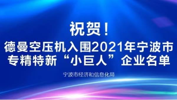 祝賀！德曼登榜2021年寧波專精特新“小巨人”企業
